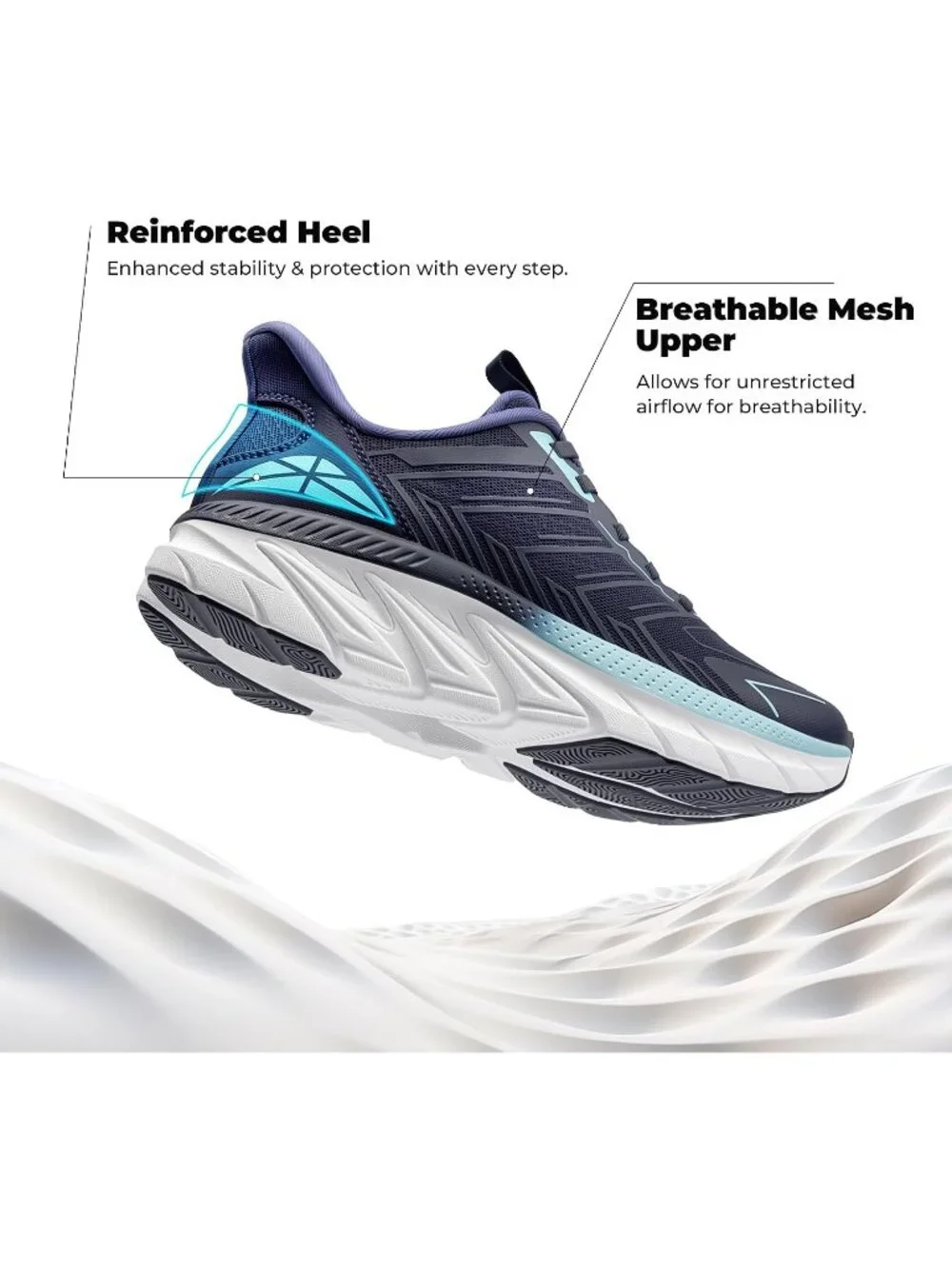 Women's Blue Walking Shoes Non Slip Pull On Round Toe Athletic Tennis Sneakers